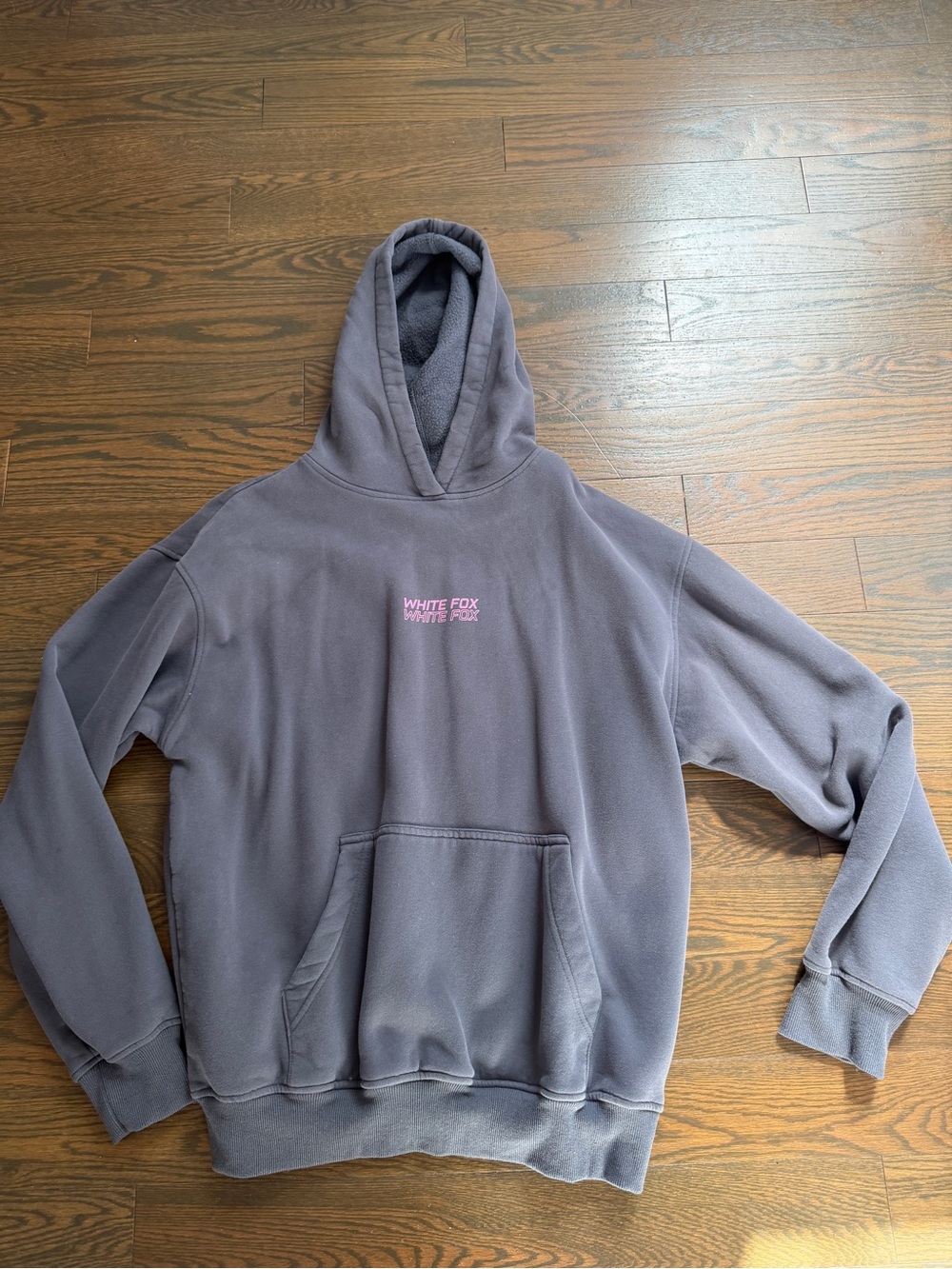 White Fox Boutique Gray Hoodie with Pink Logo